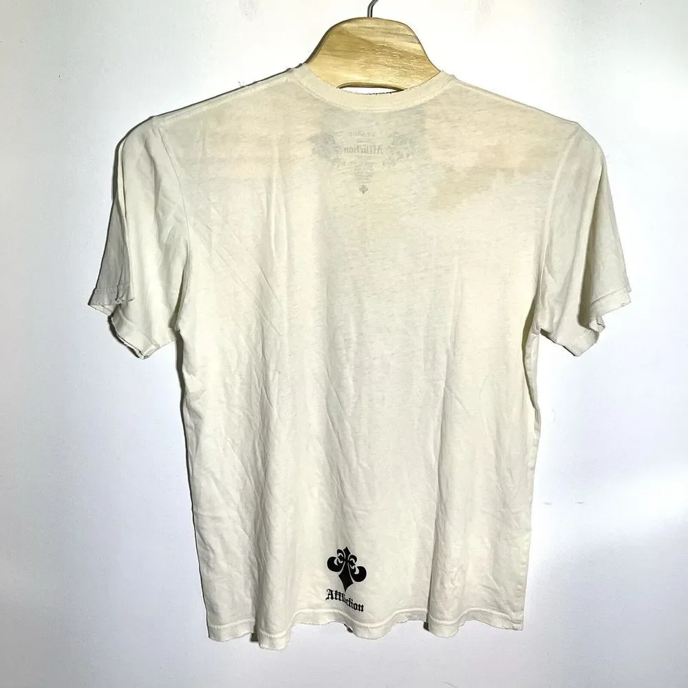 Affliction Men's XL‎ THE RIPPER Skull Reaper Lantern White Tshirt Y2K Grunge